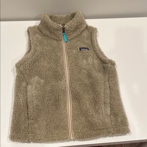Patagonia Beige Fleece Vest With Teal Accents